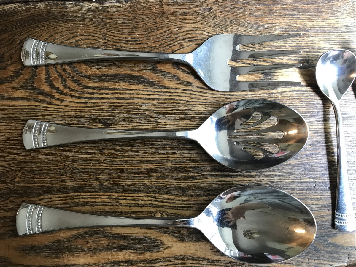 YAMAZAKI/MORRISON Stainless Flatware Beaded Bands Serving Pieces