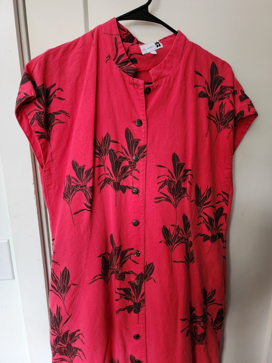 Sig Zane Dress women's size large red ti leaf print Hilo