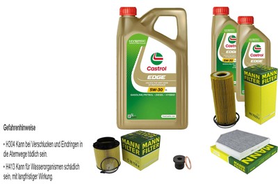 MANN-FILTER Inspektionspaket 7 L Castrol EDGE Titanium FST 5W-30 für Audi A5