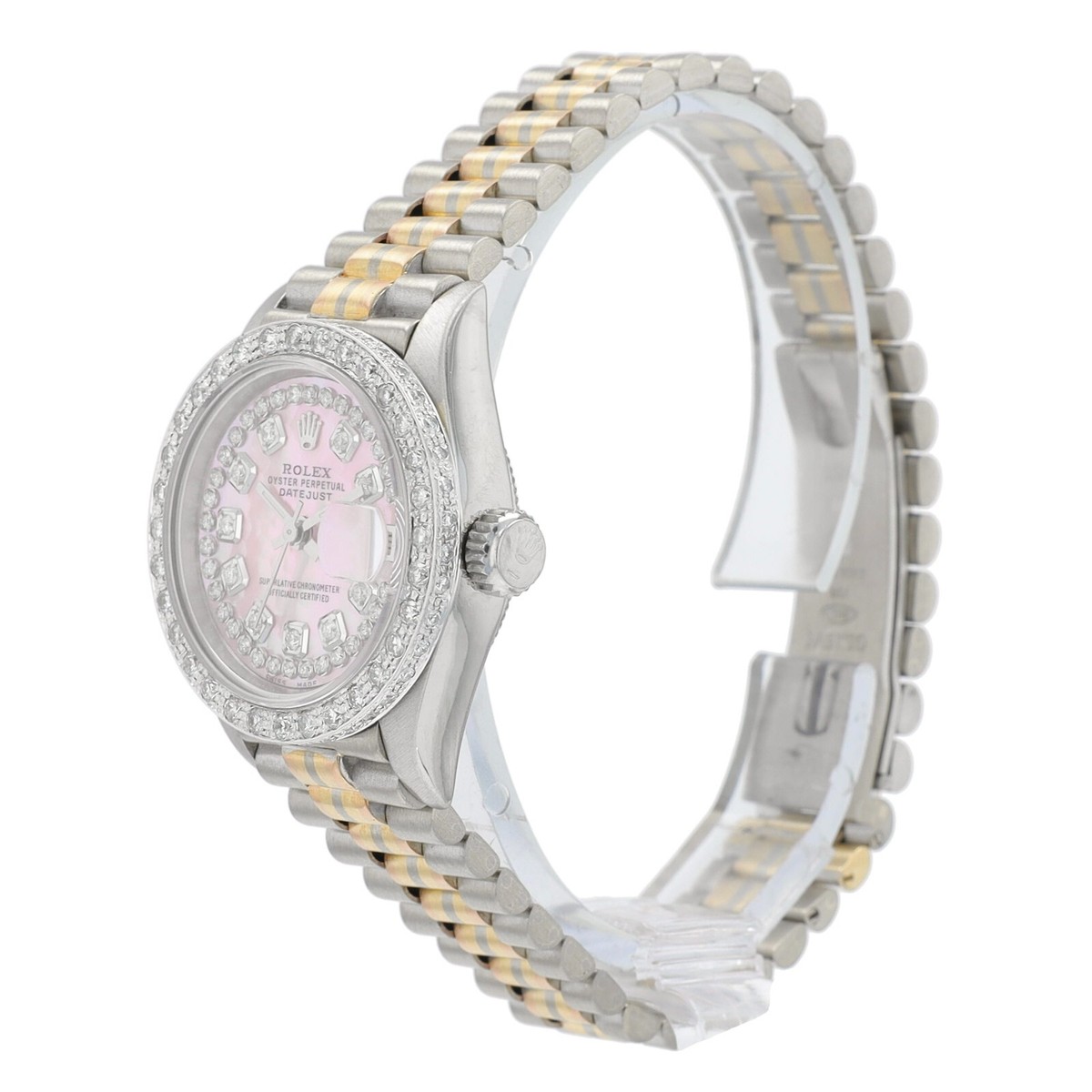 Rolex Datejust 69179 18KW Gold Pink Mop Dial Tridor President Band