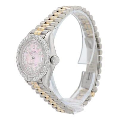 Rolex Datejust 69179 18KW Gold Pink Mop Dial Tridor President Band