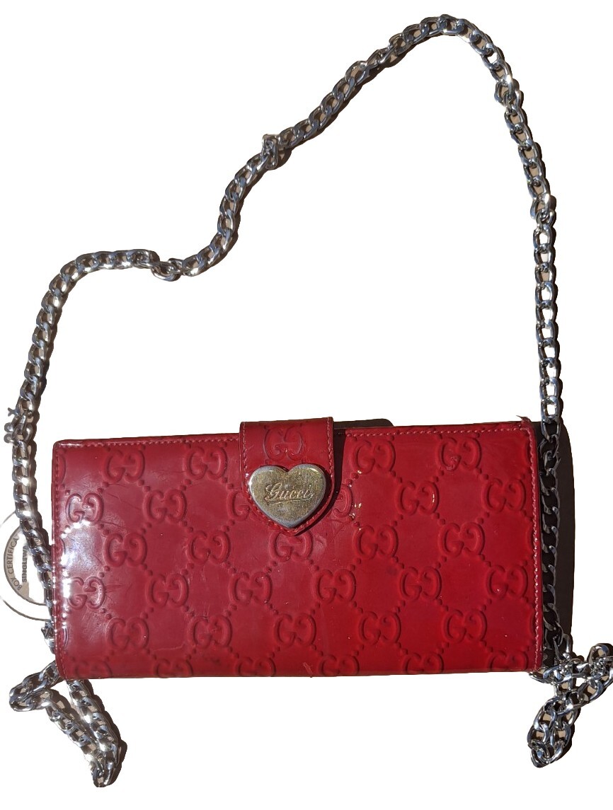 Gucci Wallet Long Card Purse Heart GG Guccissima Patent  display picture 1