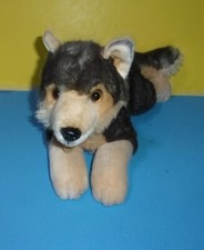 Miyoni by Aurora Grey Wolf Puppy Bean Plush Stuffed Animal 15" Long Fluffy