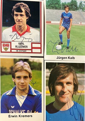 4 handsign Sammelbilder Allgöwer VfB Gustl Jung ( ) Kremers Schalke Kalb KSC xyz