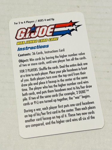 Vtg G.I. Joe War Jumbo Card Game Hasbro Complete 36 Cards Instruction Card 2002 - Picture 14 of 15