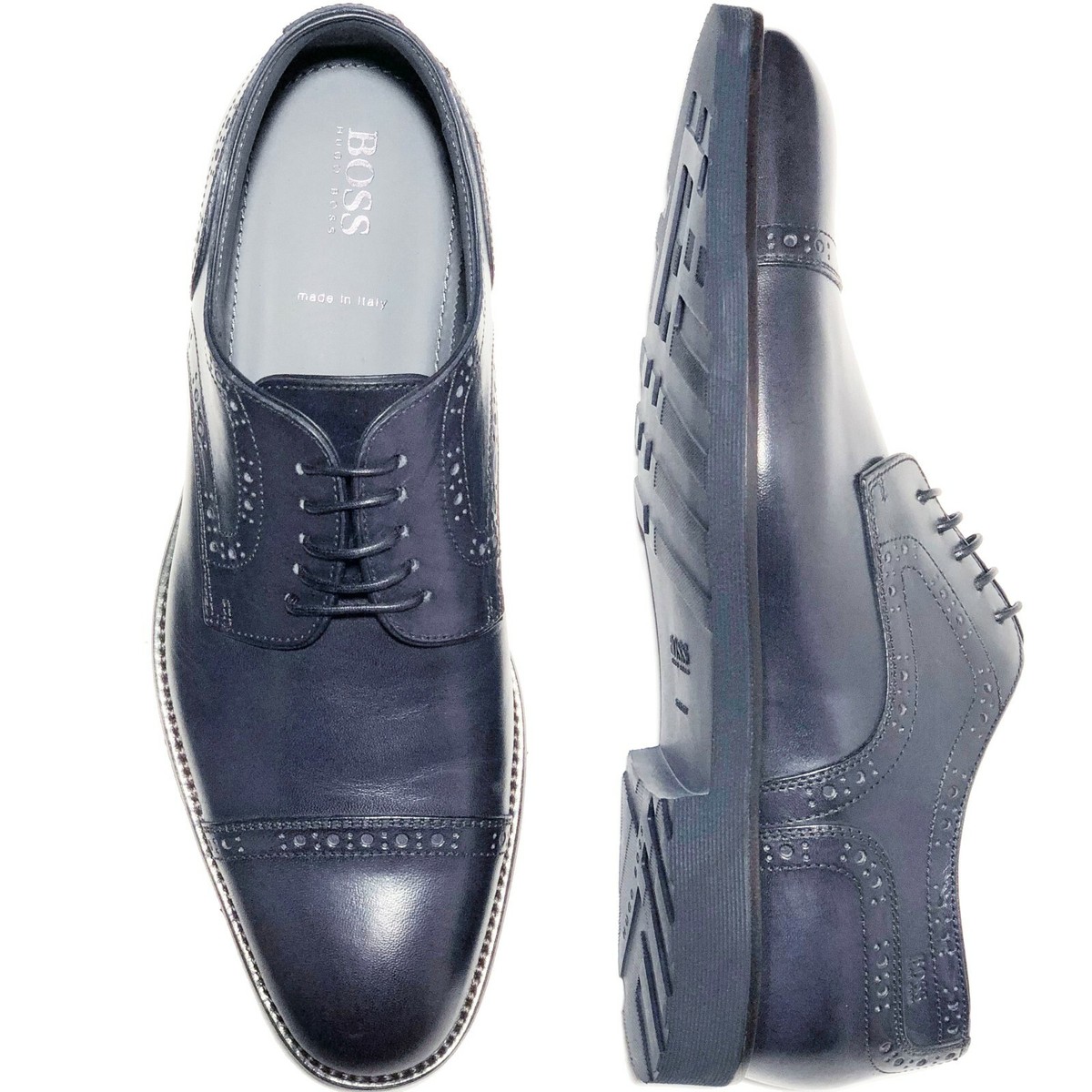 HUGO BOSS ITALY Blue Leather Captoe 12 45 Mens Fashion  display picture 3