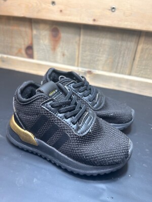 adidas 6K Boys U_Path Run Casual Sneakers Black Gold Slip On