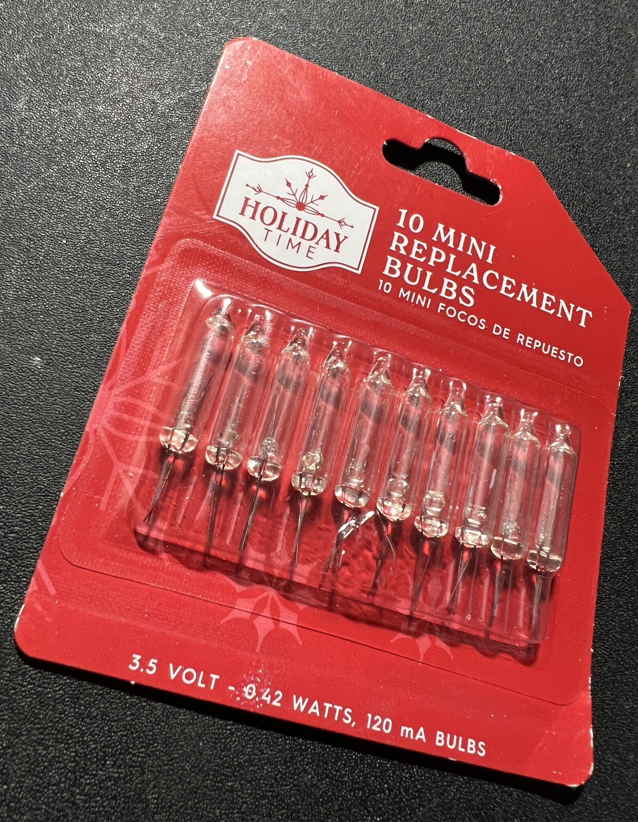 10 Mini Replacement Clear Bulbs 3.5 Volts 0.42 Watts Christmas Lights