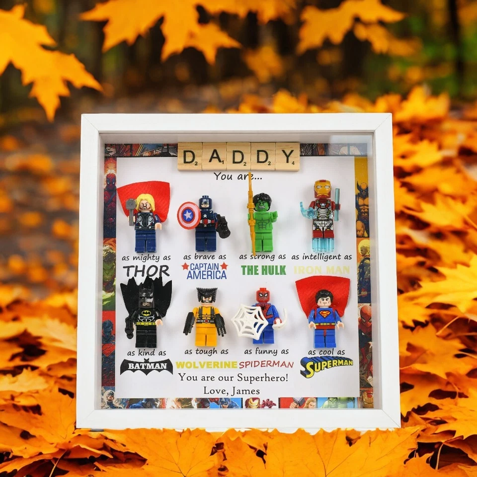 Marco de fotos personalizado del día del padre, eres mi superhéroe, regalo para papá Foto 2 de 4
