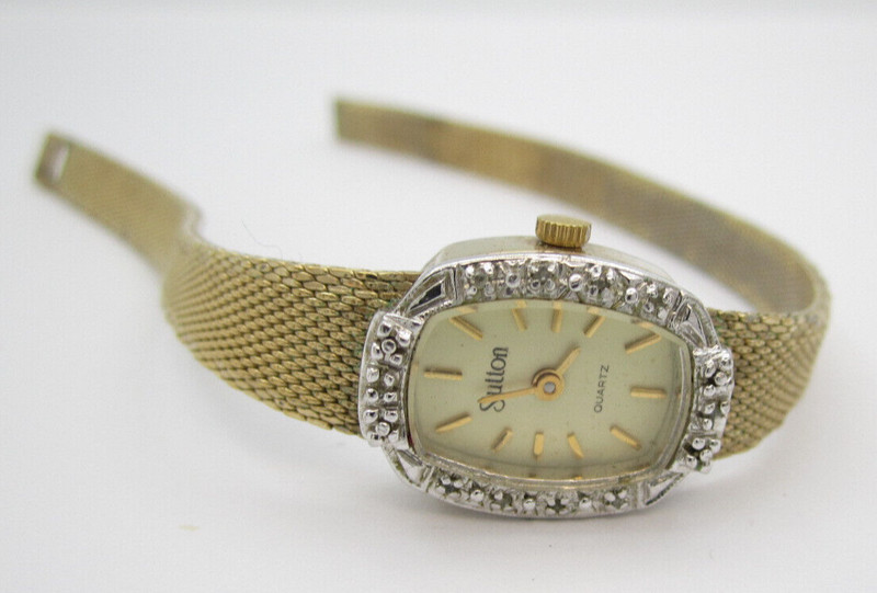 Vtg Sutton Diamond Quartz WR Analog Watch (H313) "Untested" No Clasp