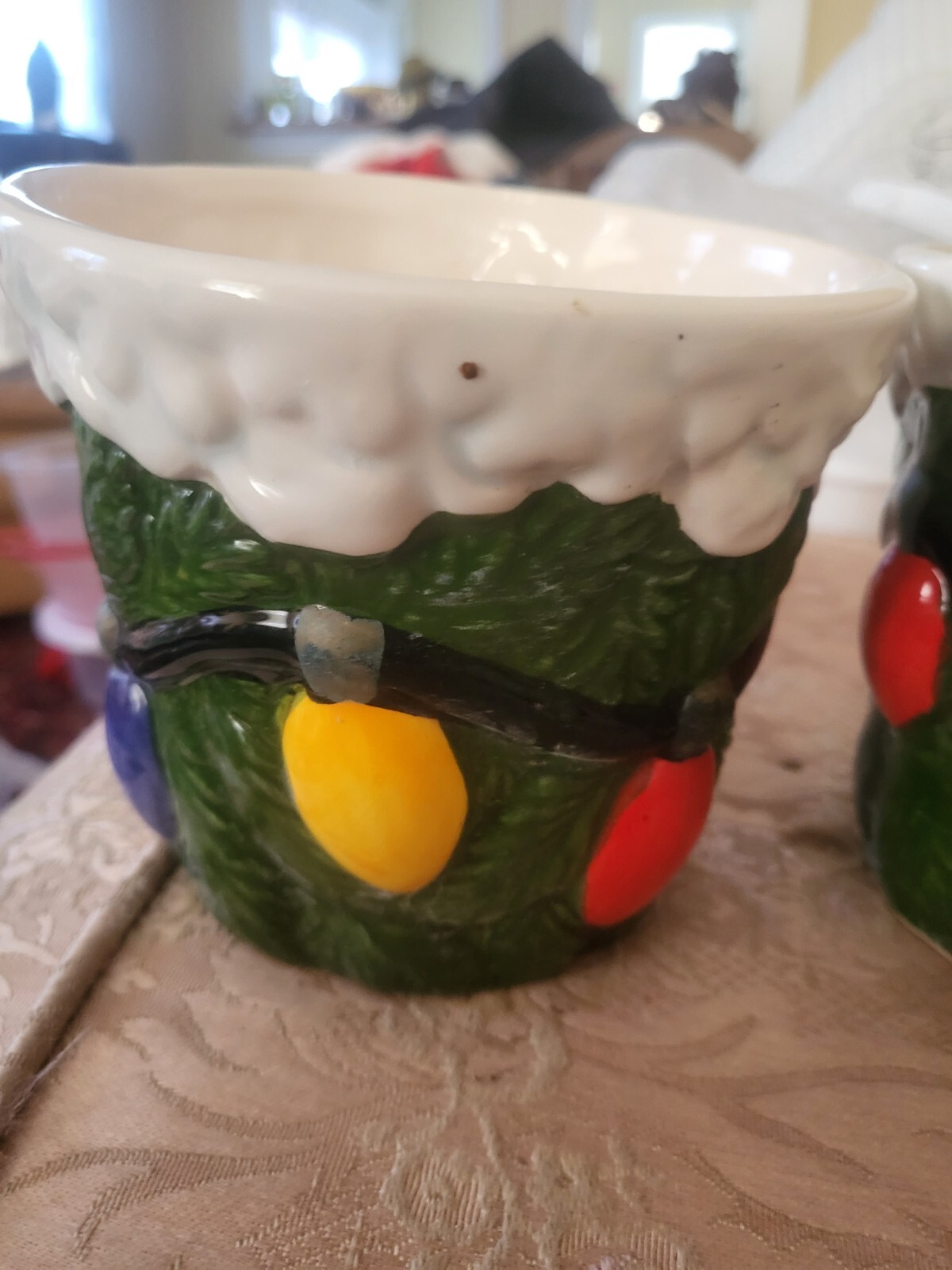 2 Vintage Christmas Bulb Handpainted Planters eBay