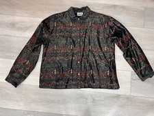 Gorgeous Chico's Design Silk Shirt/Jacket Embroidered Yummy Colrs Size 2 M 12