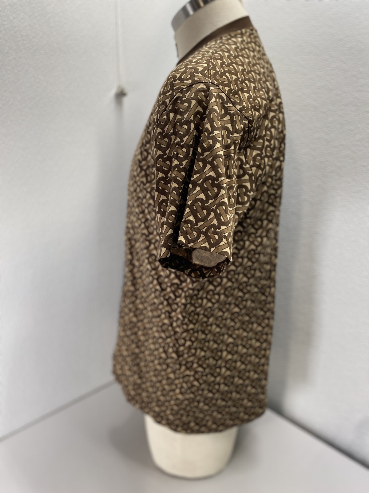 Burberry Mens Monogram Stripe Short Sleeve T-Shirt Size M Bridle Brown Pattern thumbnail 6