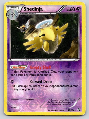 2012 POKEMON DRAGONS EXALTED SHEDINJA 48/124 REVERSE HOLO R LP A101715