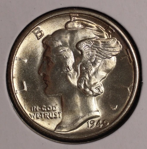 Mercury Silver Dime. 1940 P. FSB Gem Brilliant Uncirculated. Lot # 9049-54-13