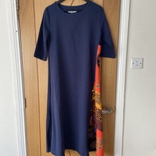 Navy Multi-coloured Midi Dress XL Panel Short Sleeve boho hippie beach cool NWT