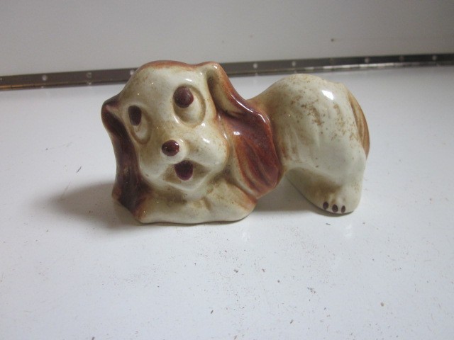 VINTAGE 1950'S JAPANESE CERAMIC COCKER SPANIEL AIR FRESHENER HOLDER 4.75" LONG