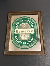 Vintage Heineken Brewed in Holland Beer Mirror Sign Bar Beer Promo Mancave