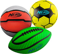 Nerf Mini Foam Sports Ball Set - Foam Football, Soccer Ball Basketball Soft Sp