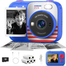 Kids Instant Print Camera with 5 Rolls Print Paper, 1080P HD Camera, Rechargeabl