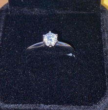 Adjustable  Silver Moissanite Solitaire Ring 0.5CT D Colour GRA Certified
