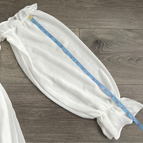 Lulus Glorious Invite schulterfreies Maxikleid Large weiß Chiffon Schlitz Braut - Bild 11 von 11