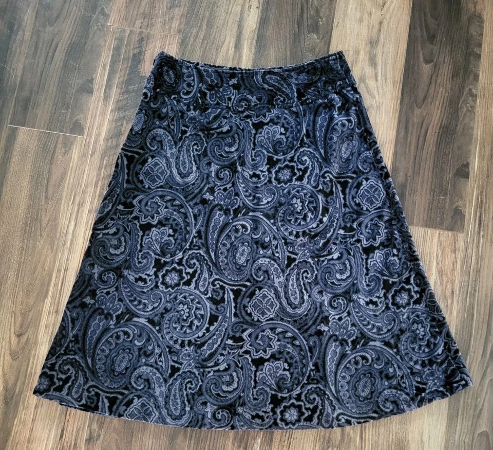 Falda negra gris cachemira terciopelo línea A caprichosa hada grunge Merona talla 4 Foto 4 de 4