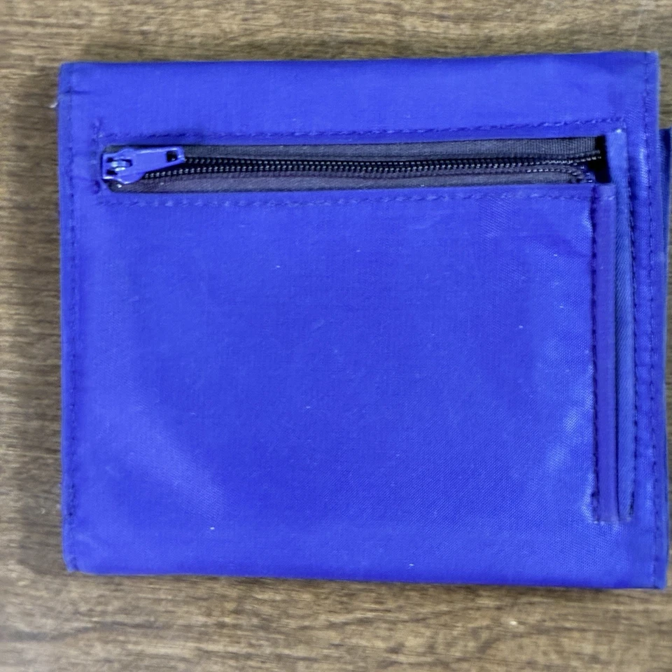 Big Skinny Trixie Tri-Fold Slim Wallet Nylon Purple Id Card Money Holder Snap - Image 2 of 4