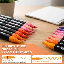 24 Color Dual Tip Acrylic Paint Markers Waterproof for Rock Glass Ceramic