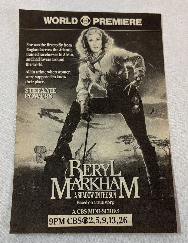1988 CBS tv ad~ BERYL MARKHAM A Shadow On The Sun ~ Stefanie Powers ~ premiere
