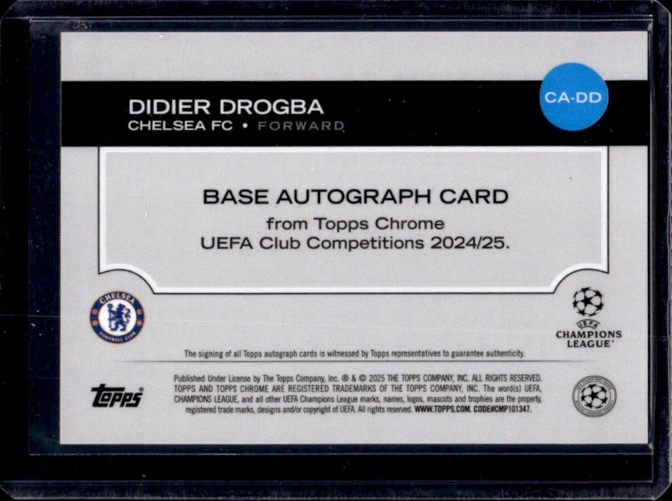2024-25 Topps Chrome UEFA Didier Drogba Auto Orange Refractor #9/25 Chelsea - Image 2 of 2