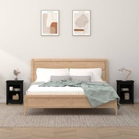 Nachttische 2 Stk. Schwarz 40X35X55 Cm Massivholz Kiefer