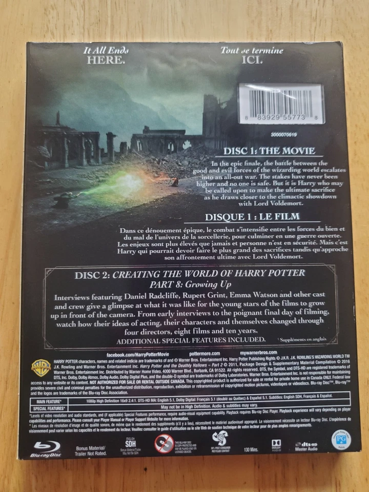 Harry Potter and the Deathly Hallows Part 2 Blu-Ray Brand New Sealed Warner Bros - Image 2 of 4