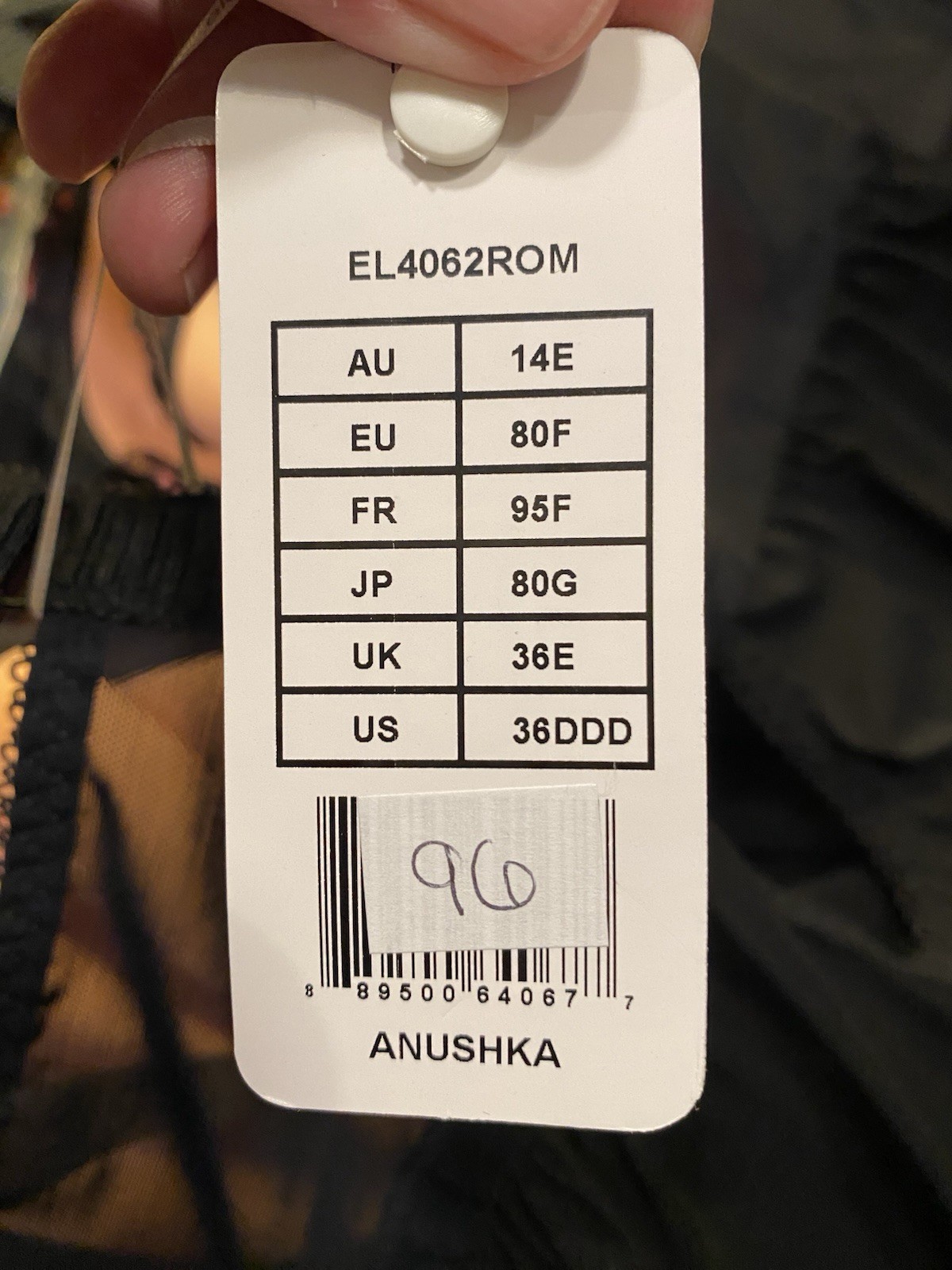 Elomi Anushka Babydoll Black Pink Padded Underwire Cups EL4062ROM 36E UK image 7