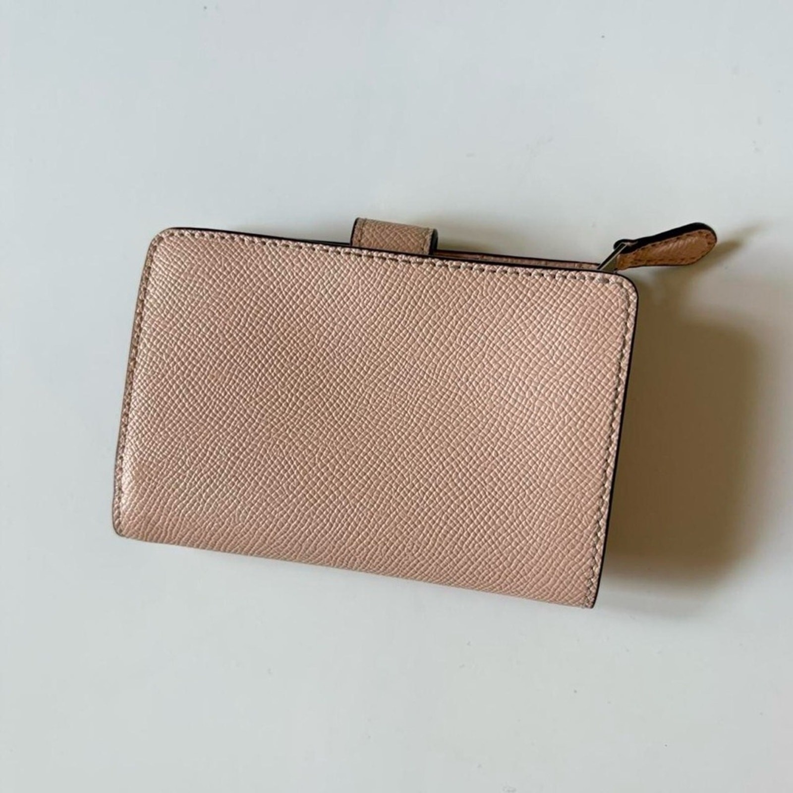 Coach Medium Corner Zip Wallet in light pink taupe crossgrain leather