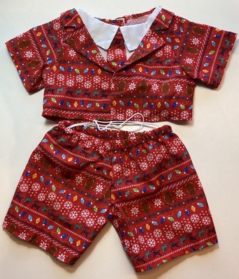 Build A Bear rot Weihnachten festlich Schneeflocke Lichter zweiteiliger Anzug Outfit Xmas