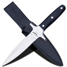 Full Tang Dagger Knife with Leather Sheath- Double Edge Knife for Outdoor Wor...