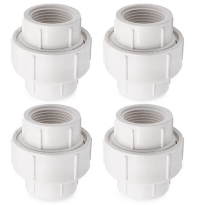 1 inch PVC Pipe Union Fittings, Connectors Female 1 (4pcs), White