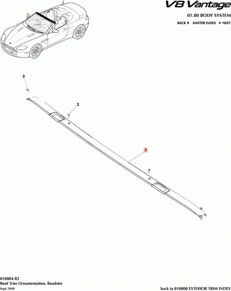 06-16 ASTON MARTIN V8 S VANTAGE FRONT WINDSHIELD HEADER FINISHER SEAL PANEL OEM