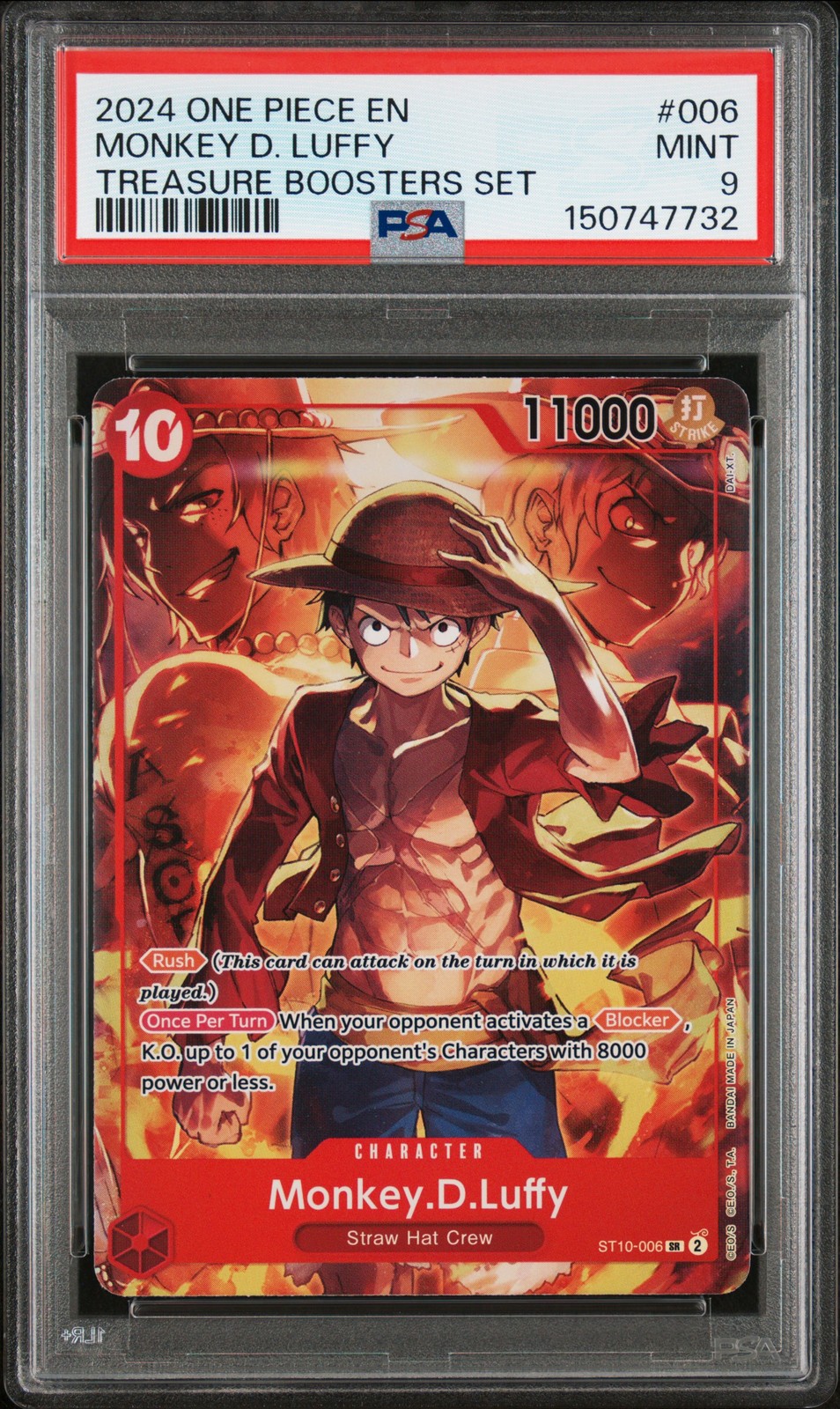 2024 ONE PIECE PROMOS TREASURE BOOSTERS SET #006 MONKEY D. LUFFY PSA 9