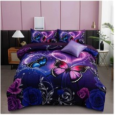 Purple and Blue Butterfly 6pc Twin Bedding Set