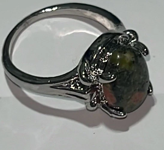 Anillo de Cóctel Talla 10.5 Talla 101/2 Unakita Piedra Redondo Moda Tono Plata Foto 4 de 4