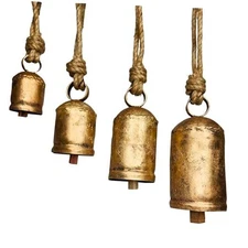 Set of 4 Harmony Cow Bells Vintage Handmade Rustic Lucky Christmas Hanging 