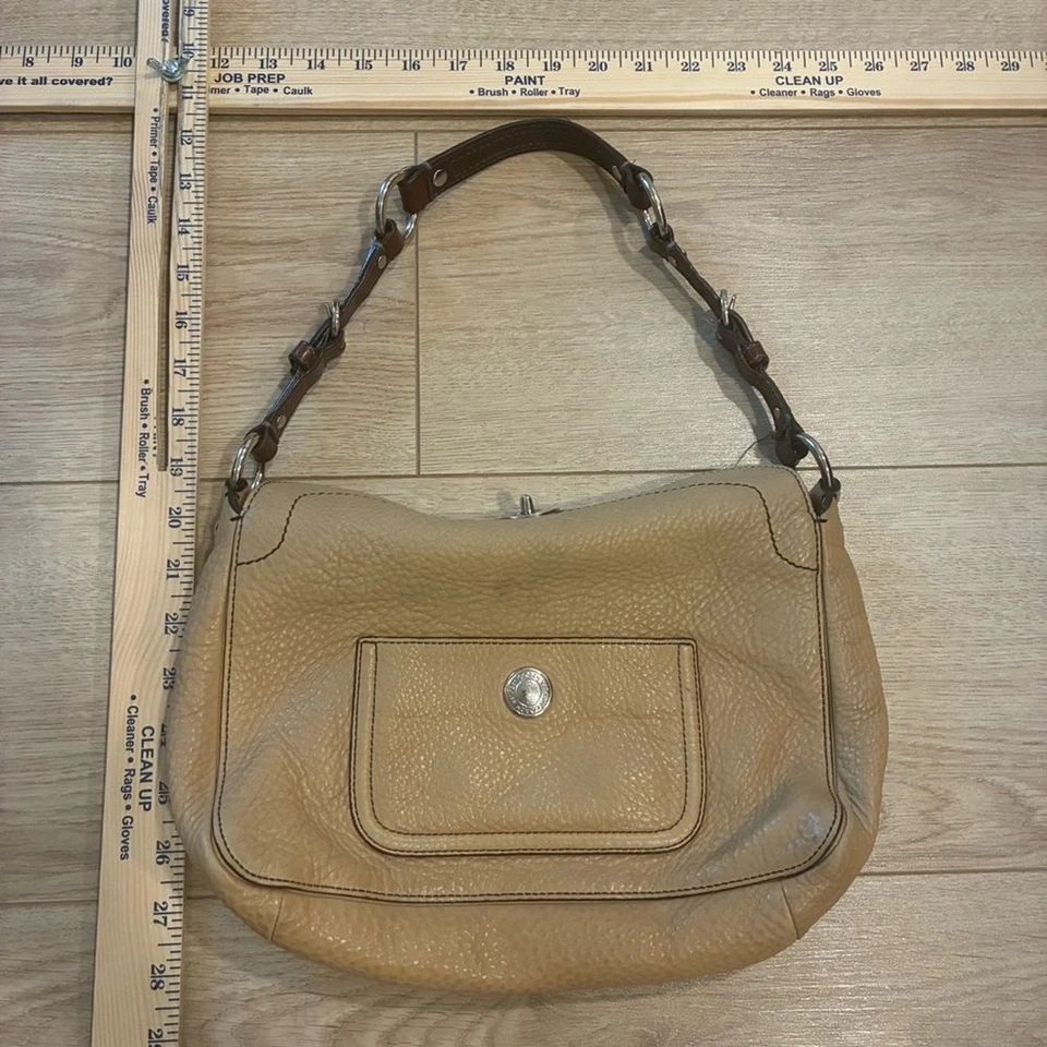 Coach Vintage Chelsea Nubuck Pebble Leather Tan Shoulder Bag 8A38 - Image 2 of 4