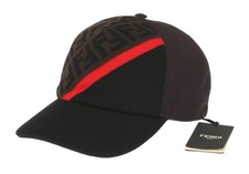 NEW FENDI BLACK ZUCCA FF LOGO DETAILS BASEBALL CAP HAT ONE SIZE 100 AUTHENTIC