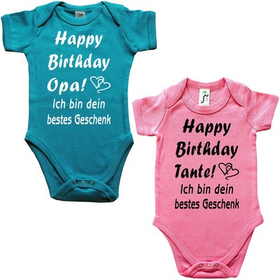 Baby-Body Bodie Happy Birthday Geburtstag Mama Papa Oma Opa Onkel Tante Babybody