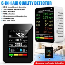 6in1 Air Quality Monitor Home Office CO2 Meter HCHO CO TVOC PM2.5/10 Detector UK