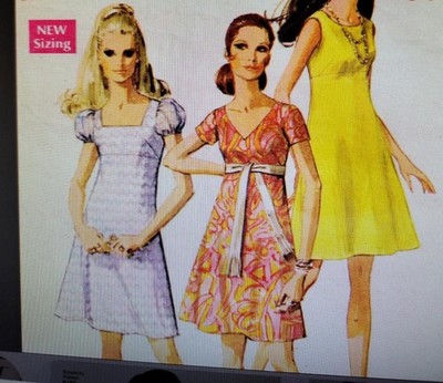 SIMPLICITY 8186 MISSES TEEN RAISED WAIST A-LINE DRESS PATTERN SIZE 10