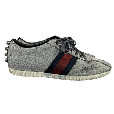 Gucci Bambi Glitter Web Sneaker With Studs GUCCI Silver