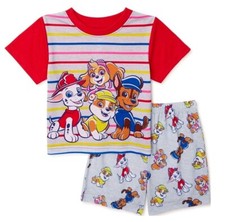 Paw Patrol Shorts Pajama Set 3T Boys Chase Marshall Rubble Skye Red Gray
